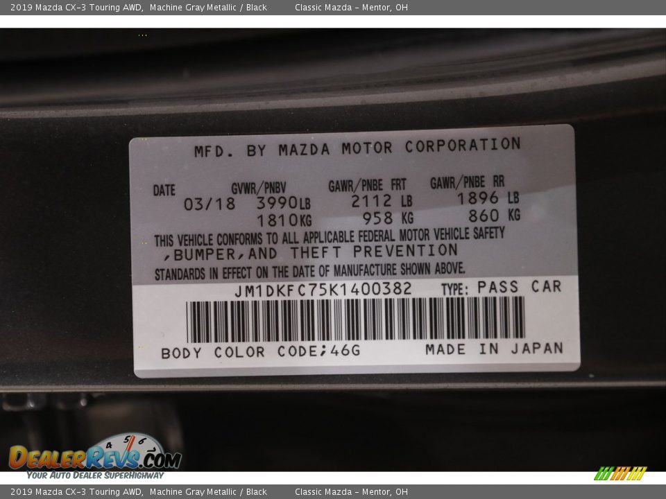 2019 Mazda CX-3 Touring AWD Machine Gray Metallic / Black Photo #21