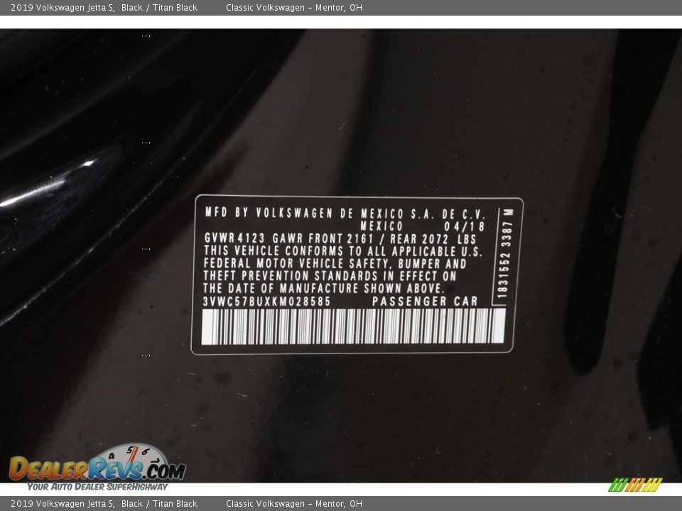 2019 Volkswagen Jetta S Black / Titan Black Photo #19