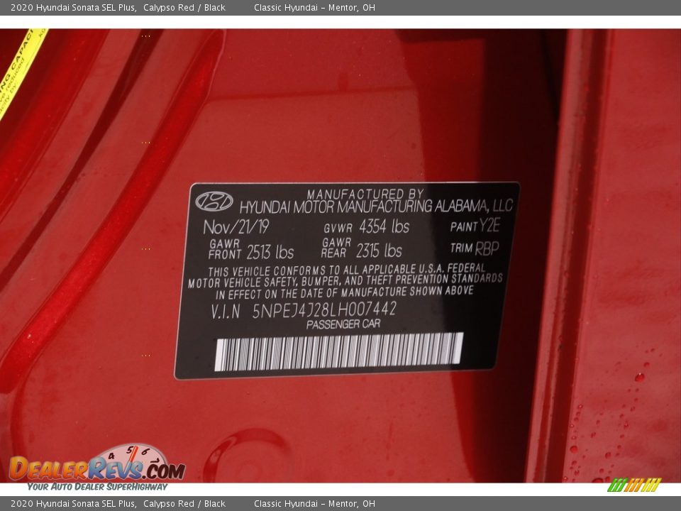 2020 Hyundai Sonata SEL Plus Calypso Red / Black Photo #23