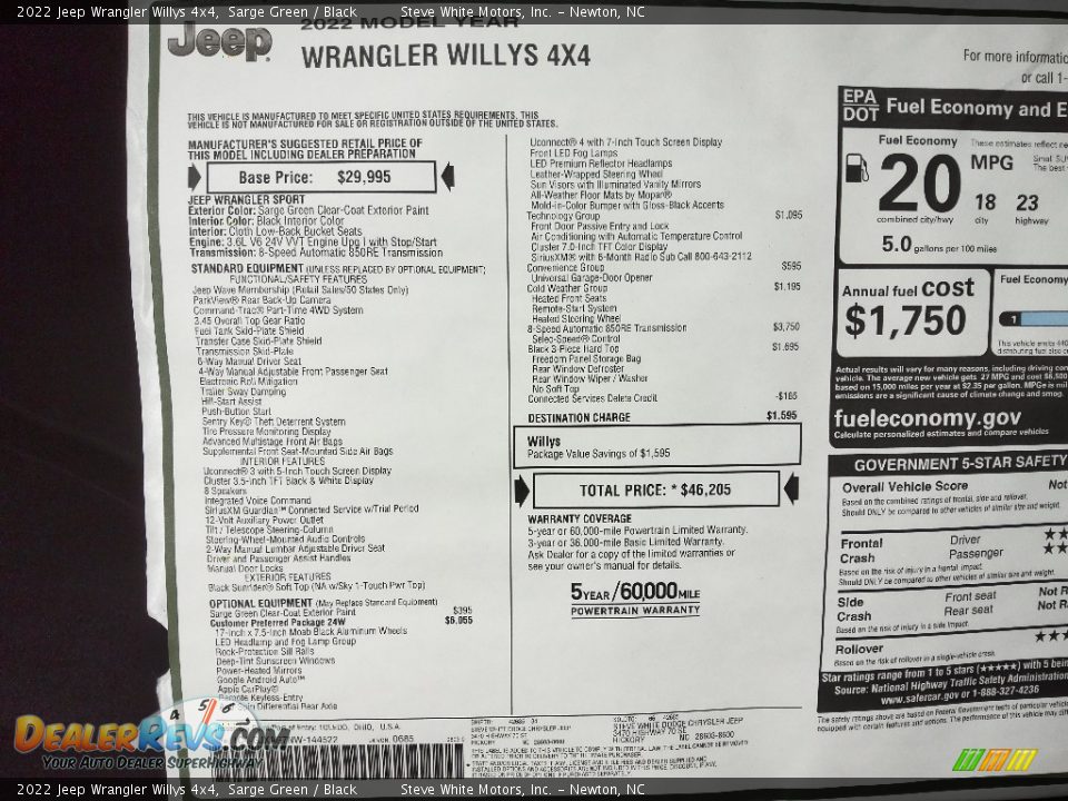 2022 Jeep Wrangler Willys 4x4 Sarge Green / Black Photo #27