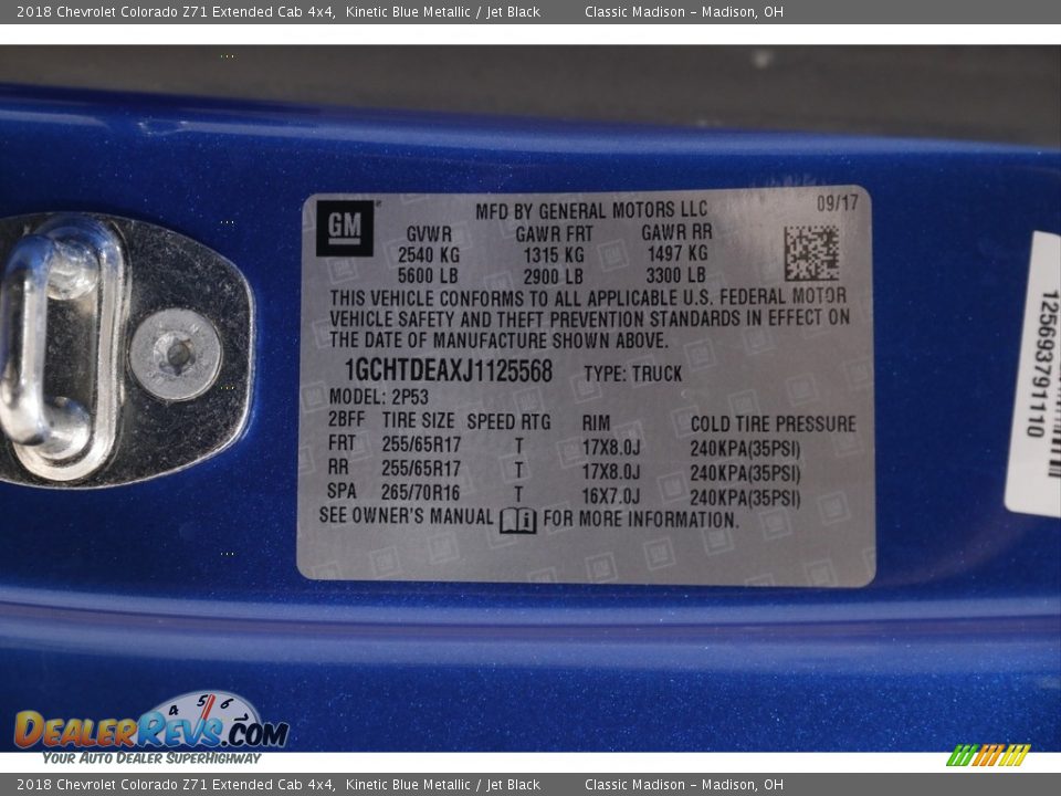 2018 Chevrolet Colorado Z71 Extended Cab 4x4 Kinetic Blue Metallic / Jet Black Photo #23