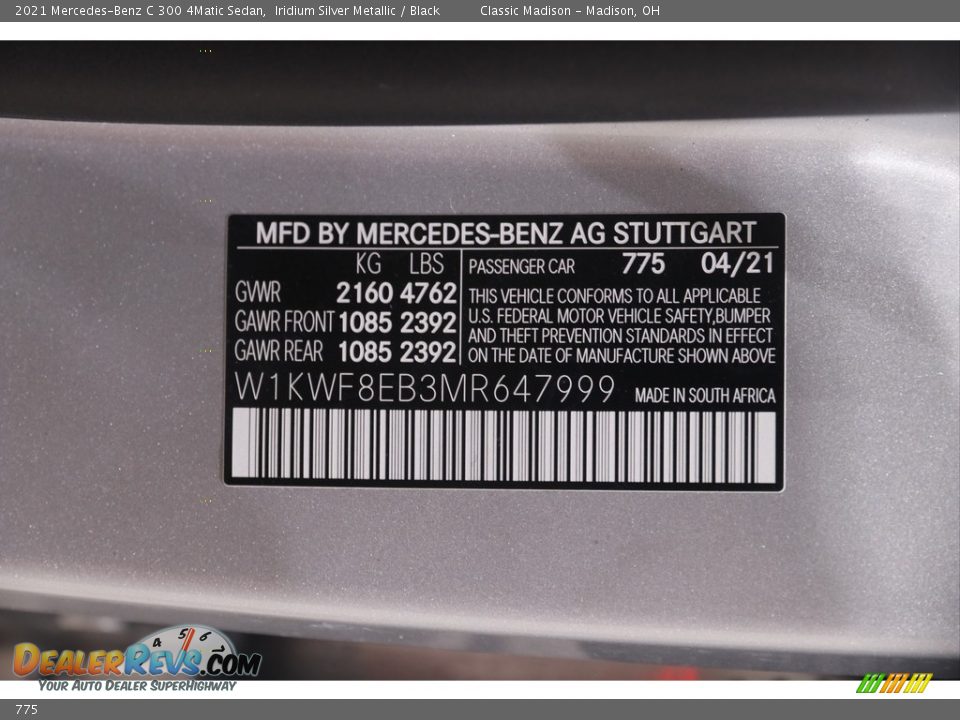 Mercedes-Benz Color Code 775 Iridium Silver Metallic