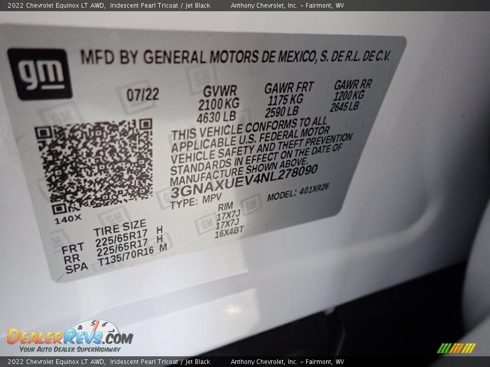 2022 Chevrolet Equinox LT AWD Iridescent Pearl Tricoat / Jet Black Photo #13