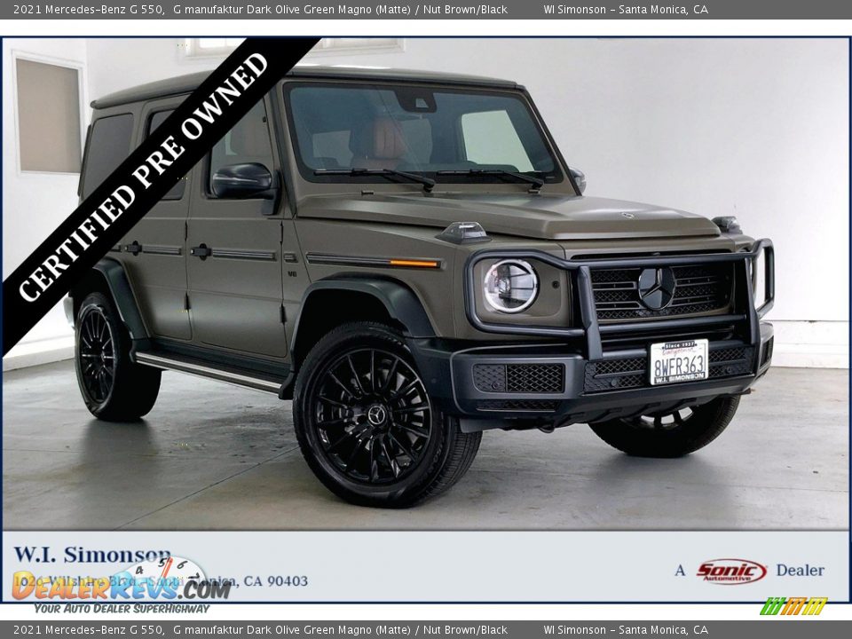 2021 Mercedes-Benz G 550 G manufaktur Dark Olive Green Magno (Matte) / Nut Brown/Black Photo #1