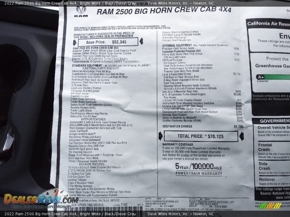 2022 Ram 2500 Big Horn Crew Cab 4x4 Bright White / Black/Diesel Gray Photo #31