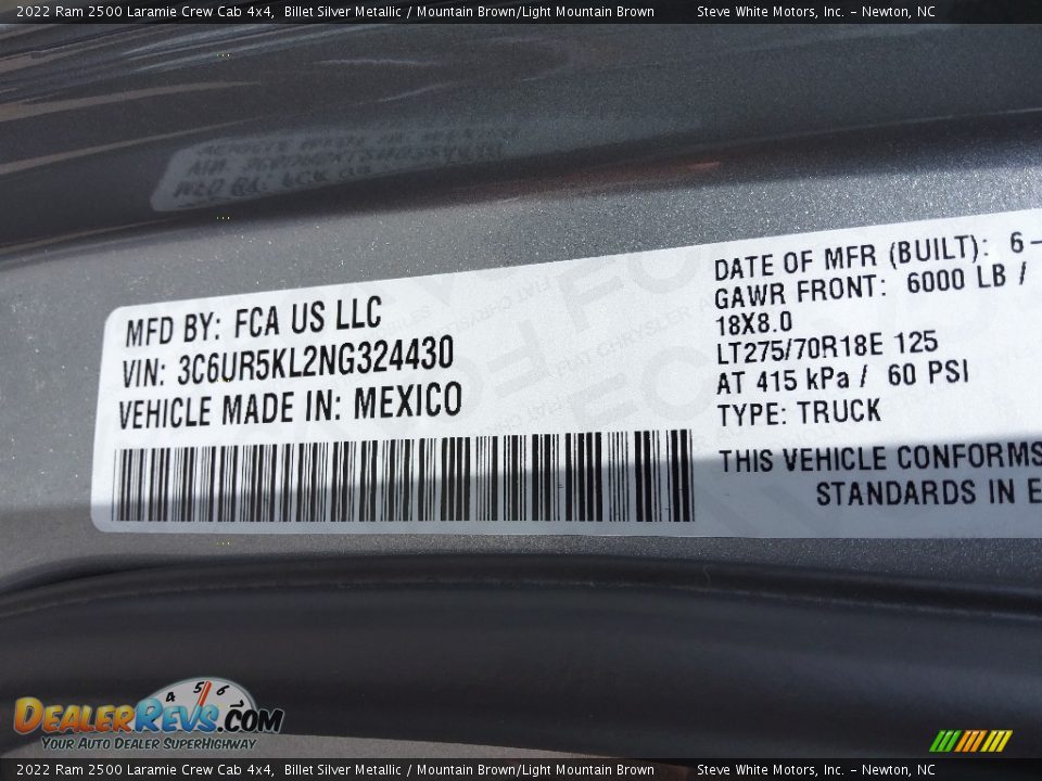 2022 Ram 2500 Laramie Crew Cab 4x4 Billet Silver Metallic / Mountain Brown/Light Mountain Brown Photo #30