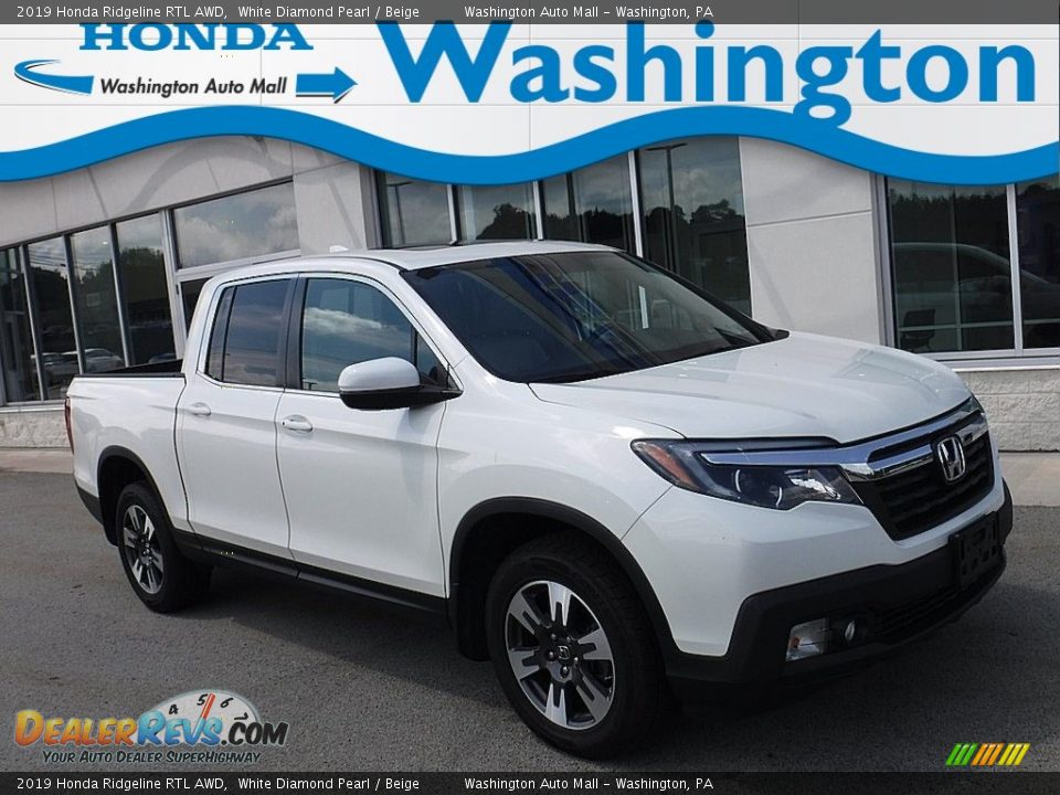 2019 Honda Ridgeline RTL AWD White Diamond Pearl / Beige Photo #1