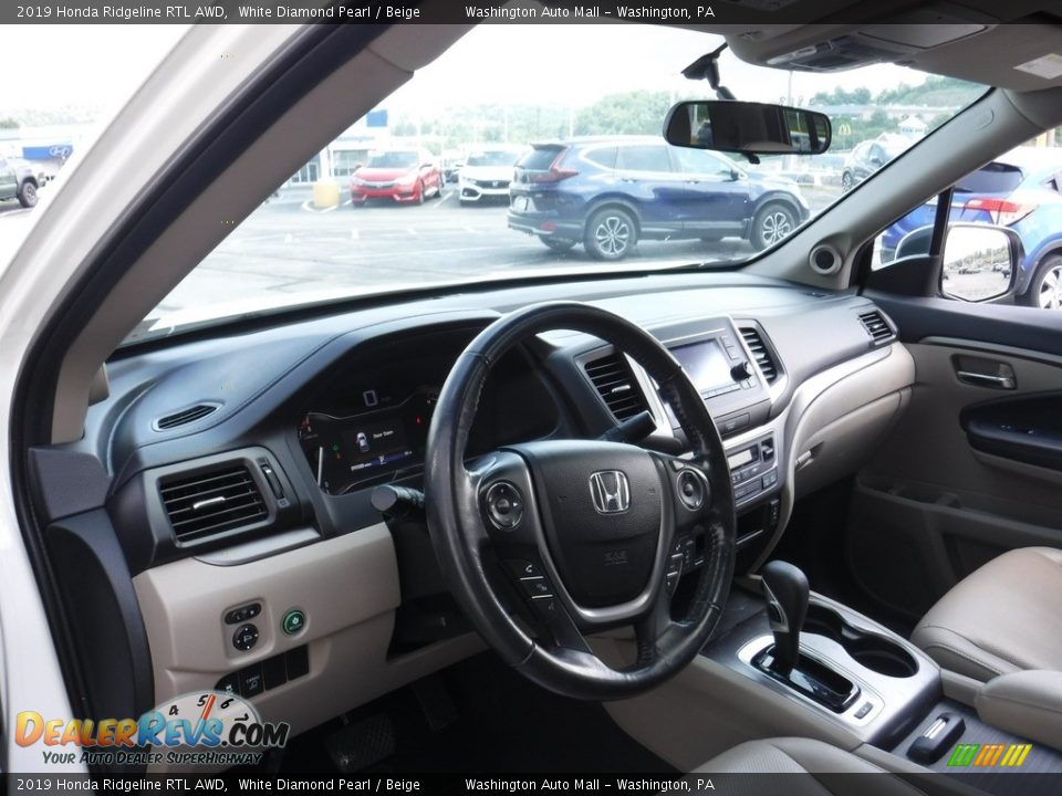 2019 Honda Ridgeline RTL AWD White Diamond Pearl / Beige Photo #16