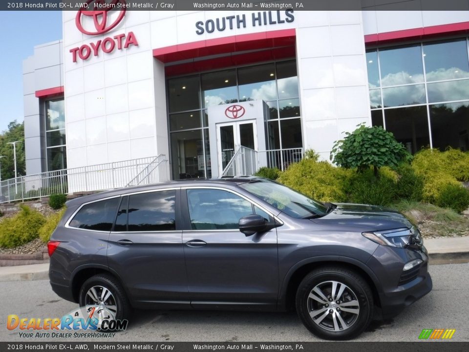 2018 Honda Pilot EX-L AWD Modern Steel Metallic / Gray Photo #2