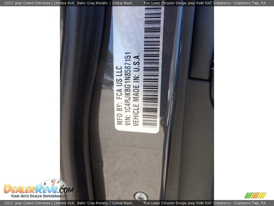 2022 Jeep Grand Cherokee L Limited 4x4 Baltic Gray Metallic / Global Black Photo #20