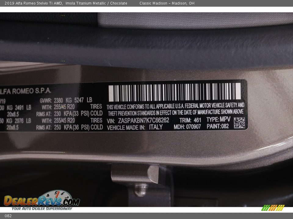 Alfa Romeo Color Code 082 Imola Titanium Metallic