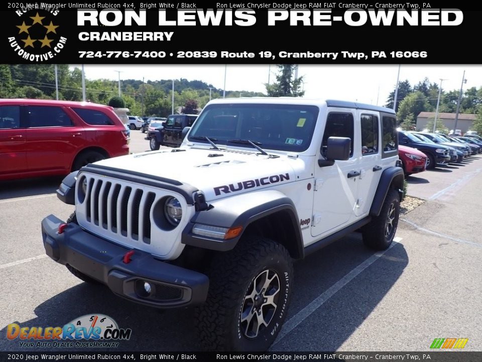 2020 Jeep Wrangler Unlimited Rubicon 4x4 Bright White / Black Photo #1