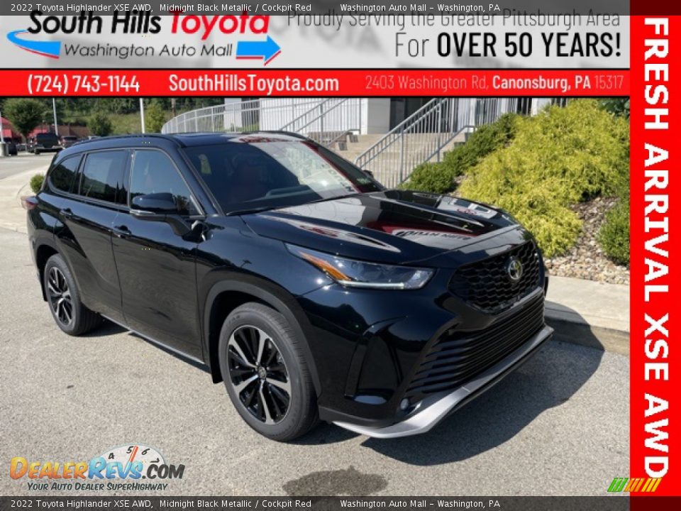 2022 Toyota Highlander XSE AWD Midnight Black Metallic / Cockpit Red Photo #1