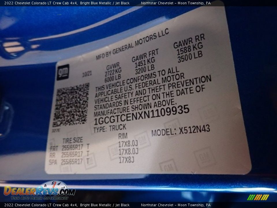 2022 Chevrolet Colorado LT Crew Cab 4x4 Bright Blue Metallic / Jet Black Photo #18