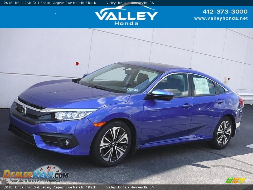 2018 Honda Civic EX-L Sedan Aegean Blue Metallic / Black Photo #1