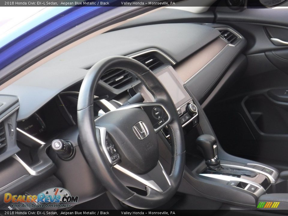 2018 Honda Civic EX-L Sedan Aegean Blue Metallic / Black Photo #14