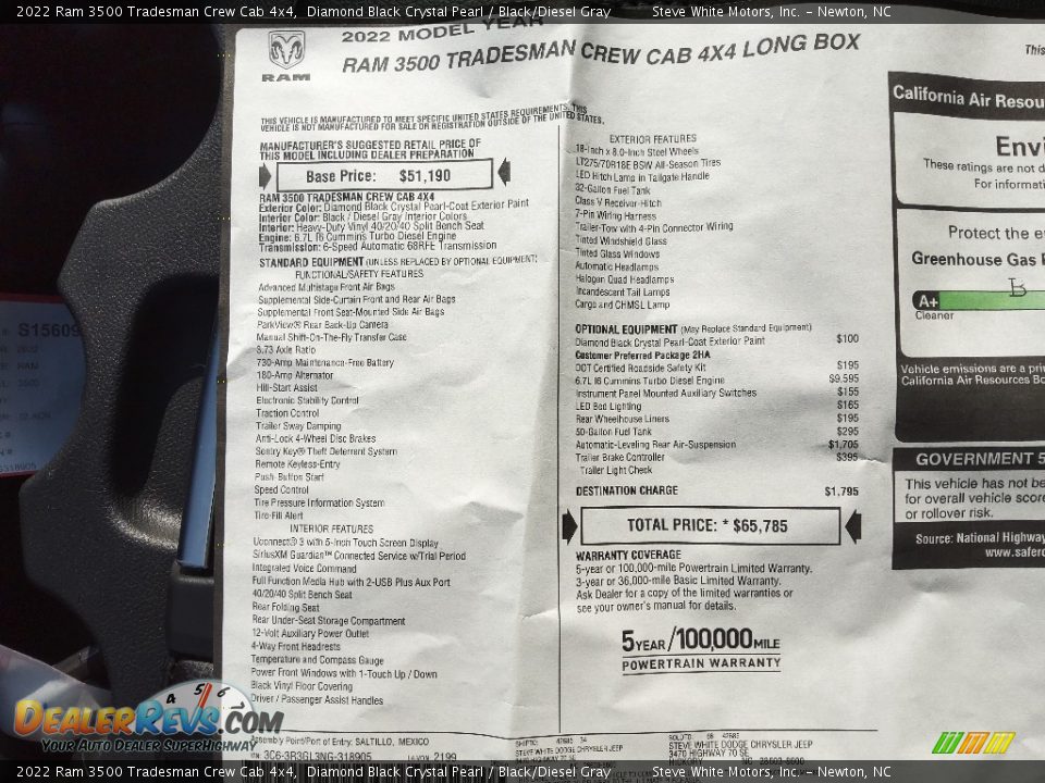 2022 Ram 3500 Tradesman Crew Cab 4x4 Diamond Black Crystal Pearl / Black/Diesel Gray Photo #29
