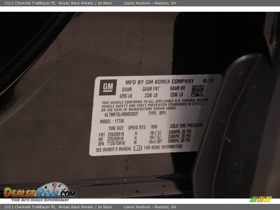 2021 Chevrolet TrailBlazer RS Mosaic Black Metallic / Jet Black Photo #23