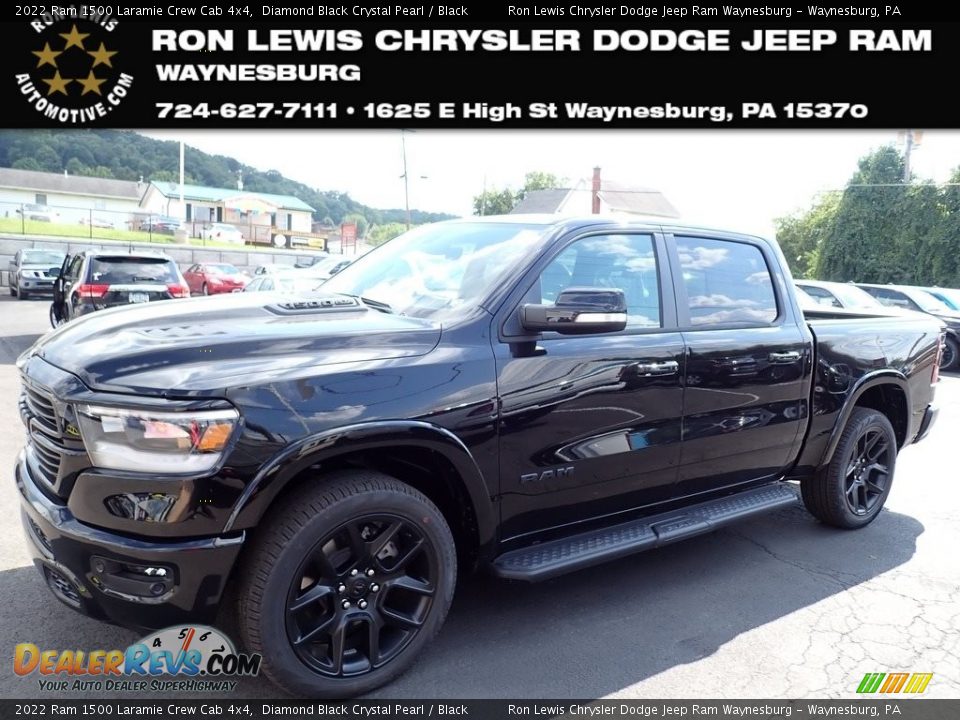 2022 Ram 1500 Laramie Crew Cab 4x4 Diamond Black Crystal Pearl / Black Photo #1