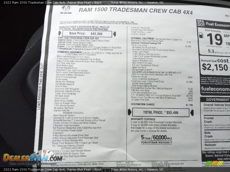 2022 Ram 1500 Tradesman Crew Cab 4x4 Patriot Blue Pearl / Black Photo #26