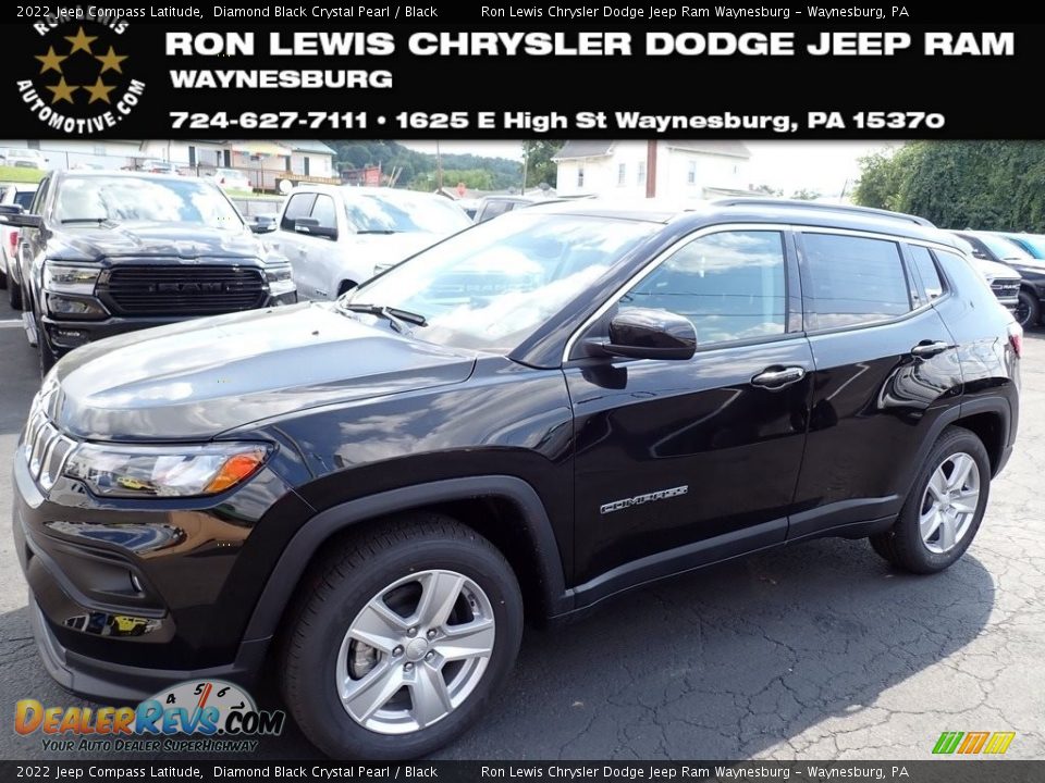 2022 Jeep Compass Latitude Diamond Black Crystal Pearl / Black Photo #1