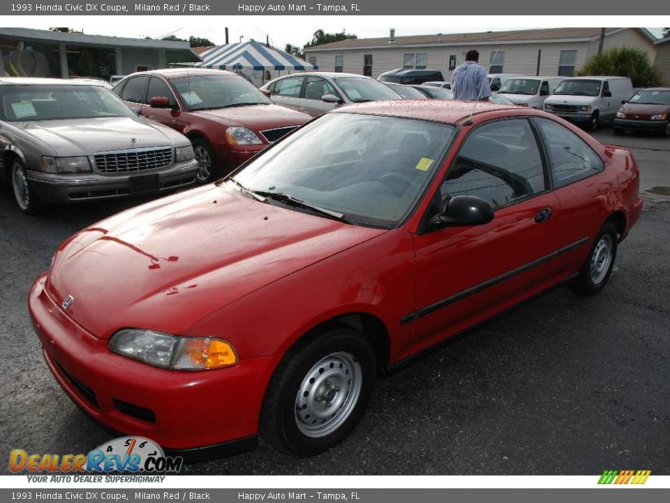 1993 Honda Civic DX Coupe Milano Red / Black Photo #3