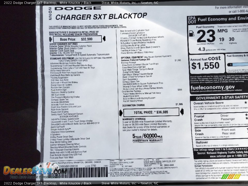 2022 Dodge Charger SXT Blacktop White Knuckle / Black Photo #27