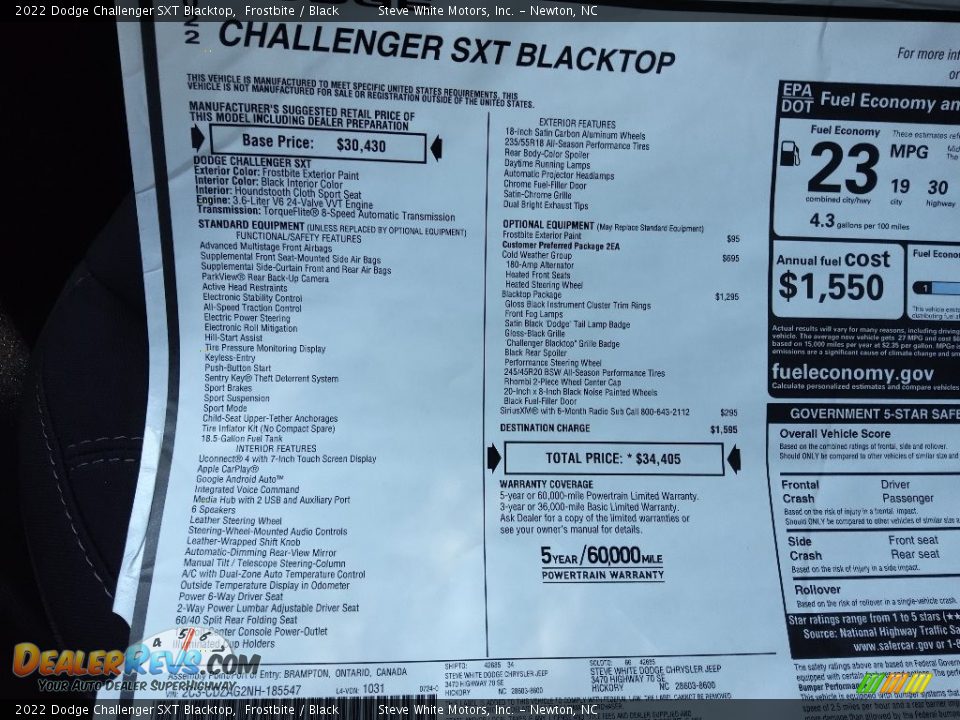 2022 Dodge Challenger SXT Blacktop Frostbite / Black Photo #26