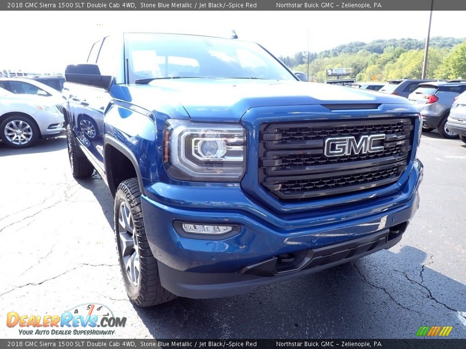 2018 GMC Sierra 1500 SLT Double Cab 4WD Stone Blue Metallic / Jet Black/­Spice Red Photo #10