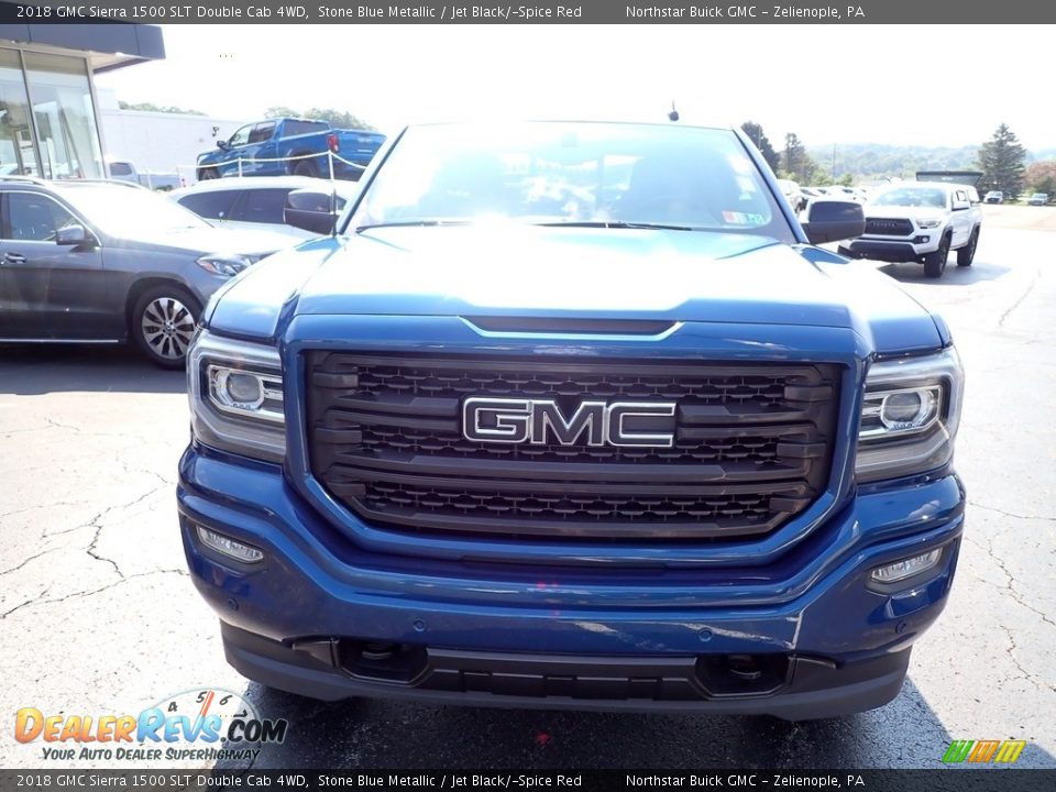 2018 GMC Sierra 1500 SLT Double Cab 4WD Stone Blue Metallic / Jet Black/­Spice Red Photo #11