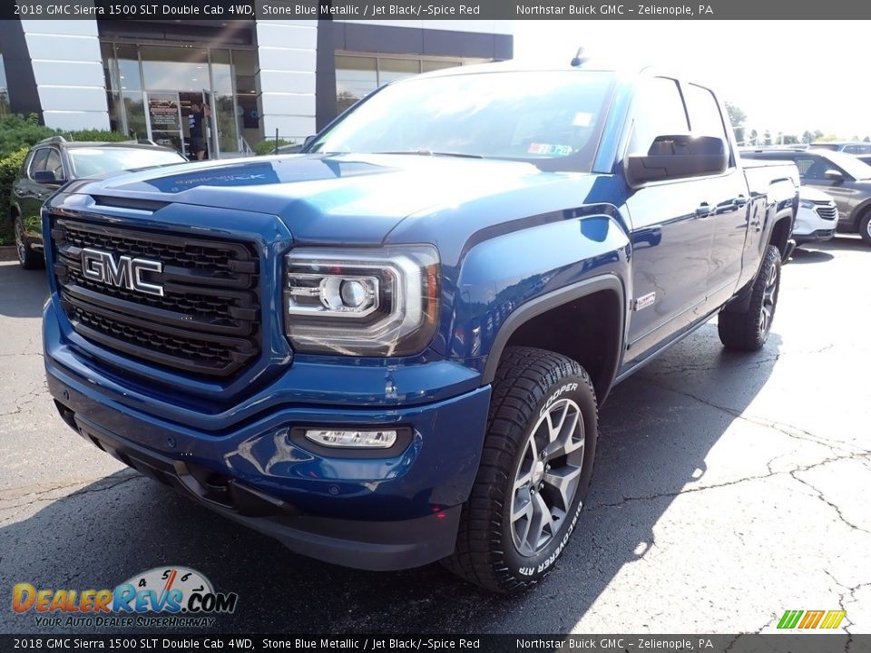 2018 GMC Sierra 1500 SLT Double Cab 4WD Stone Blue Metallic / Jet Black/­Spice Red Photo #12