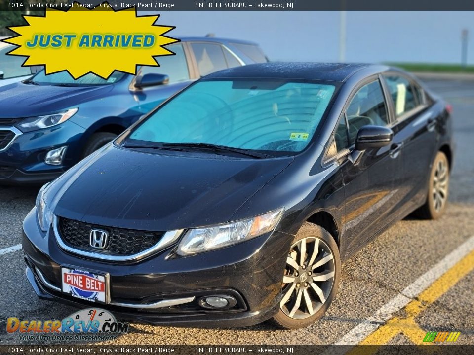 2014 Honda Civic EX-L Sedan Crystal Black Pearl / Beige Photo #1