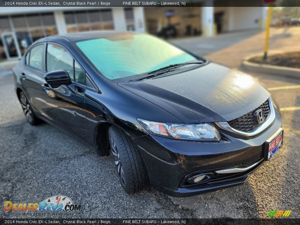 2014 Honda Civic EX-L Sedan Crystal Black Pearl / Beige Photo #3