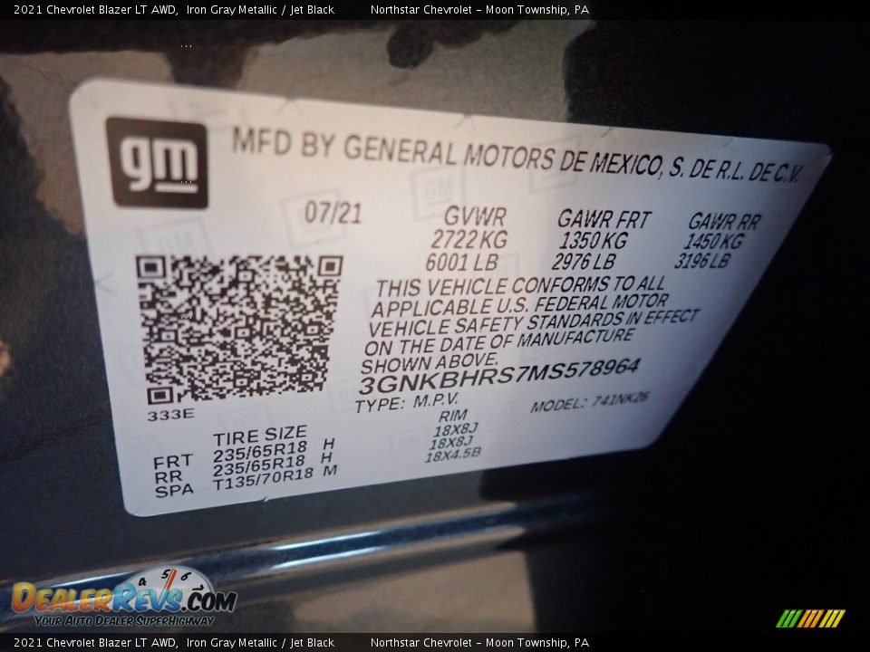 2021 Chevrolet Blazer LT AWD Iron Gray Metallic / Jet Black Photo #18