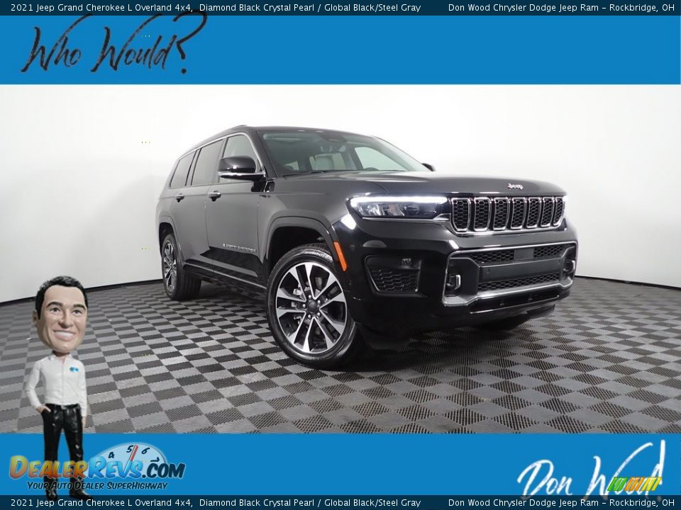 2021 Jeep Grand Cherokee L Overland 4x4 Diamond Black Crystal Pearl / Global Black/Steel Gray Photo #1