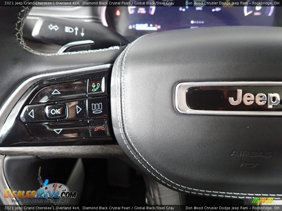 2021 Jeep Grand Cherokee L Overland 4x4 Diamond Black Crystal Pearl / Global Black/Steel Gray Photo #19