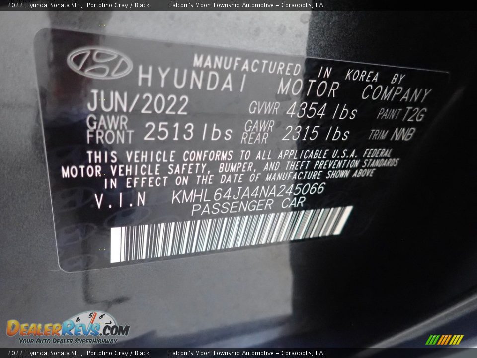 2022 Hyundai Sonata SEL Portofino Gray / Black Photo #18