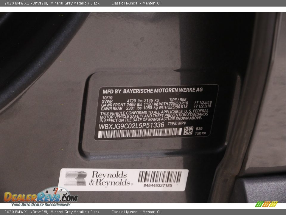 2020 BMW X1 xDrive28i Mineral Grey Metallic / Black Photo #22