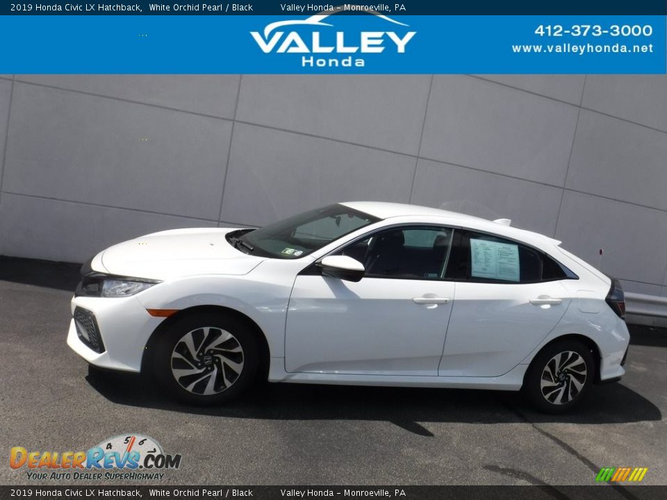 2019 Honda Civic LX Hatchback White Orchid Pearl / Black Photo #2