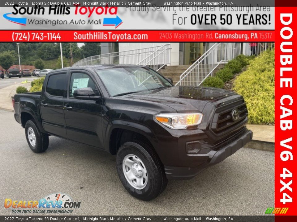 2022 Toyota Tacoma SR Double Cab 4x4 Midnight Black Metallic / Cement Gray Photo #1