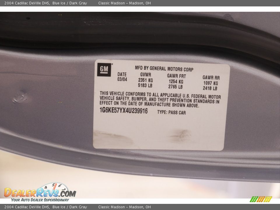 2004 Cadillac DeVille DHS Blue Ice / Dark Gray Photo #24