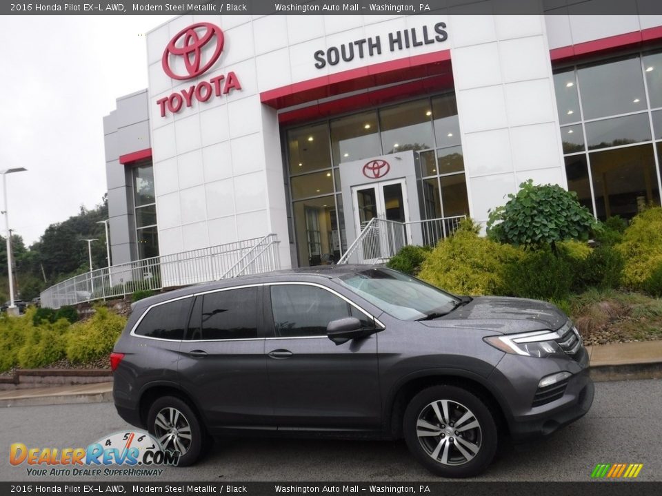 2016 Honda Pilot EX-L AWD Modern Steel Metallic / Black Photo #2