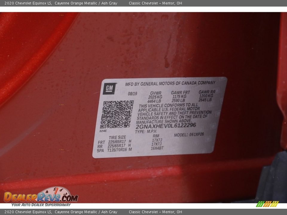 2020 Chevrolet Equinox LS Cayenne Orange Metallic / Ash Gray Photo #21