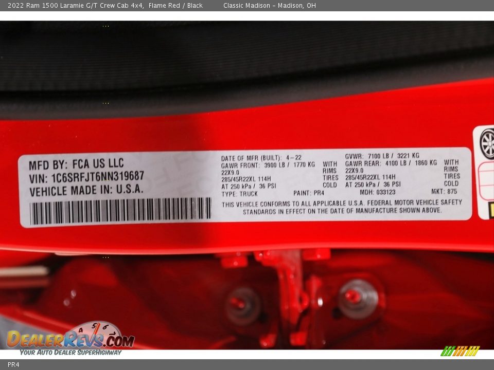 Ram Color Code PR4 Flame Red