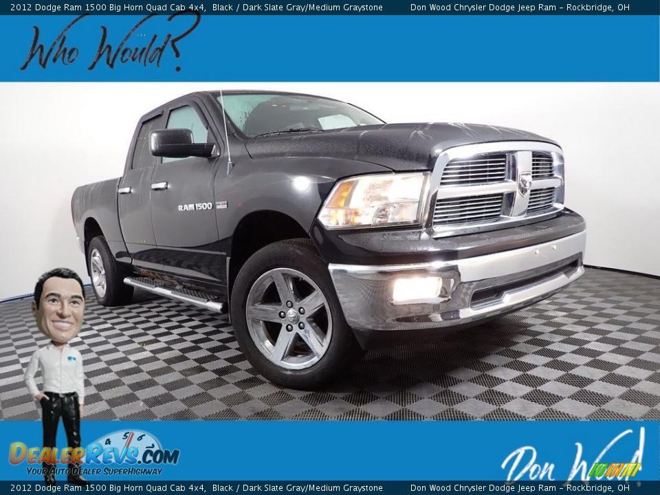2012 Dodge Ram 1500 Big Horn Quad Cab 4x4 Black / Dark Slate Gray/Medium Graystone Photo #1