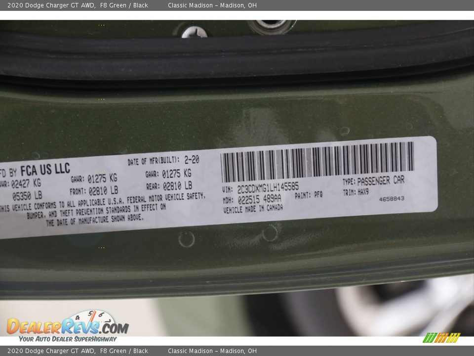 2020 Dodge Charger GT AWD F8 Green / Black Photo #23