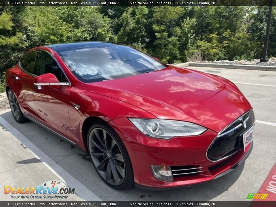 2013 Tesla Model S P85 Performance Red Tesla Multi-Coat / Black Photo #1