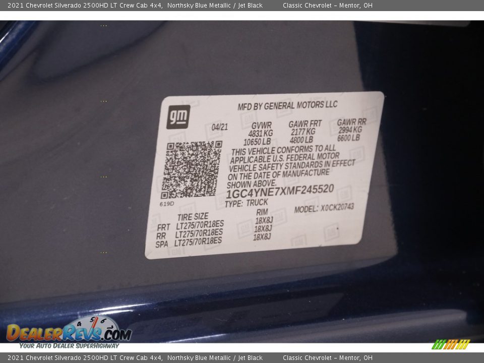 2021 Chevrolet Silverado 2500HD LT Crew Cab 4x4 Northsky Blue Metallic / Jet Black Photo #21