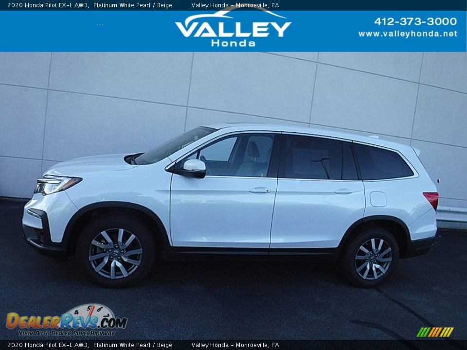2020 Honda Pilot EX-L AWD Platinum White Pearl / Beige Photo #2