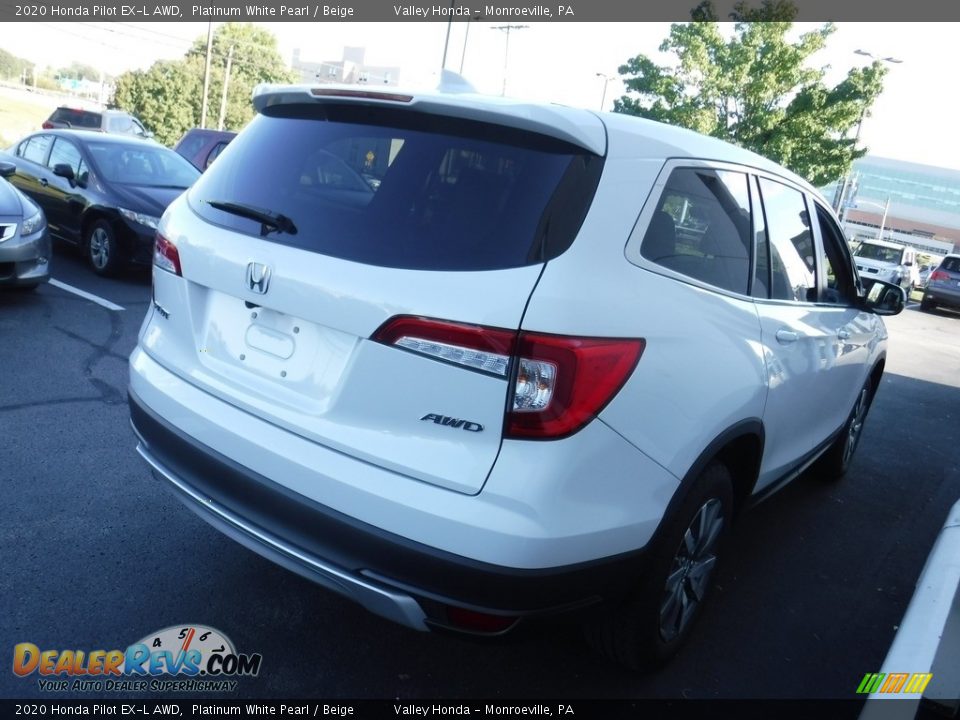 2020 Honda Pilot EX-L AWD Platinum White Pearl / Beige Photo #7